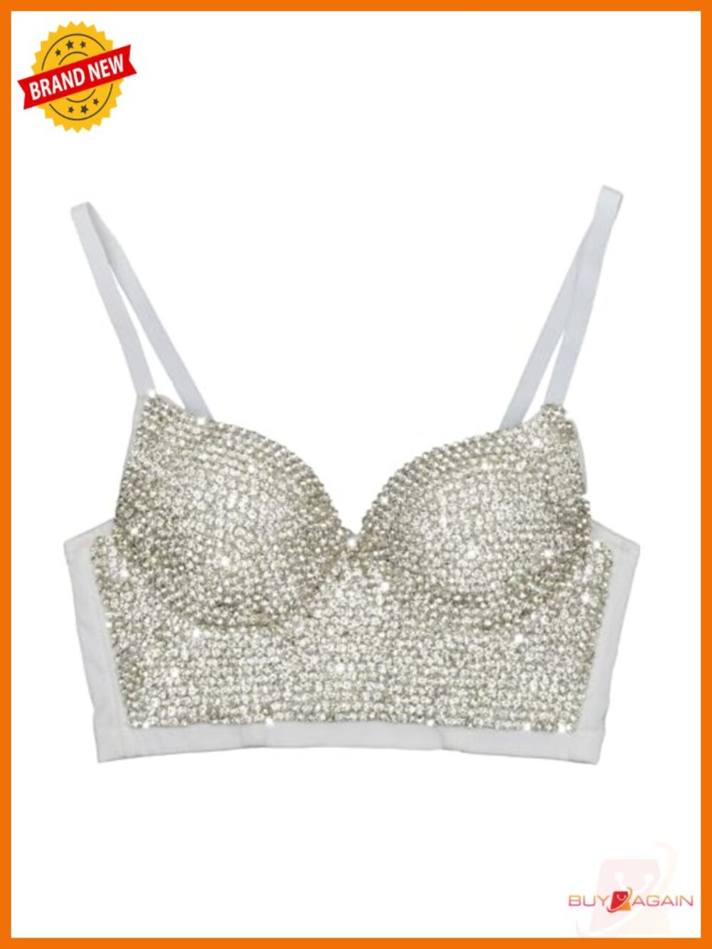 Handmade Rhinestone Diamond Push up Bustier Crop Top Punk Corset Bra